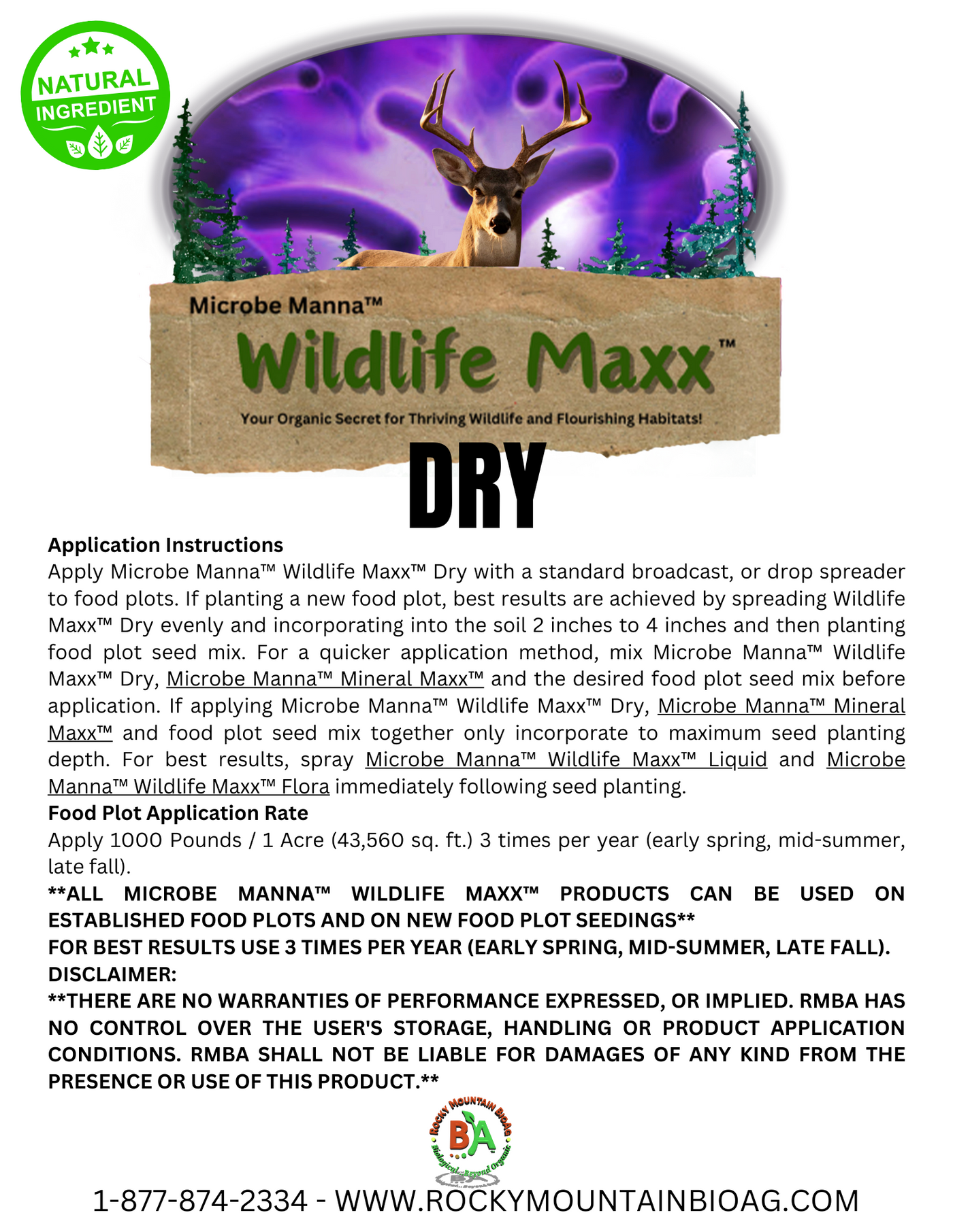 Application instructions for Microbe Manna Wildlife Maxx Dry