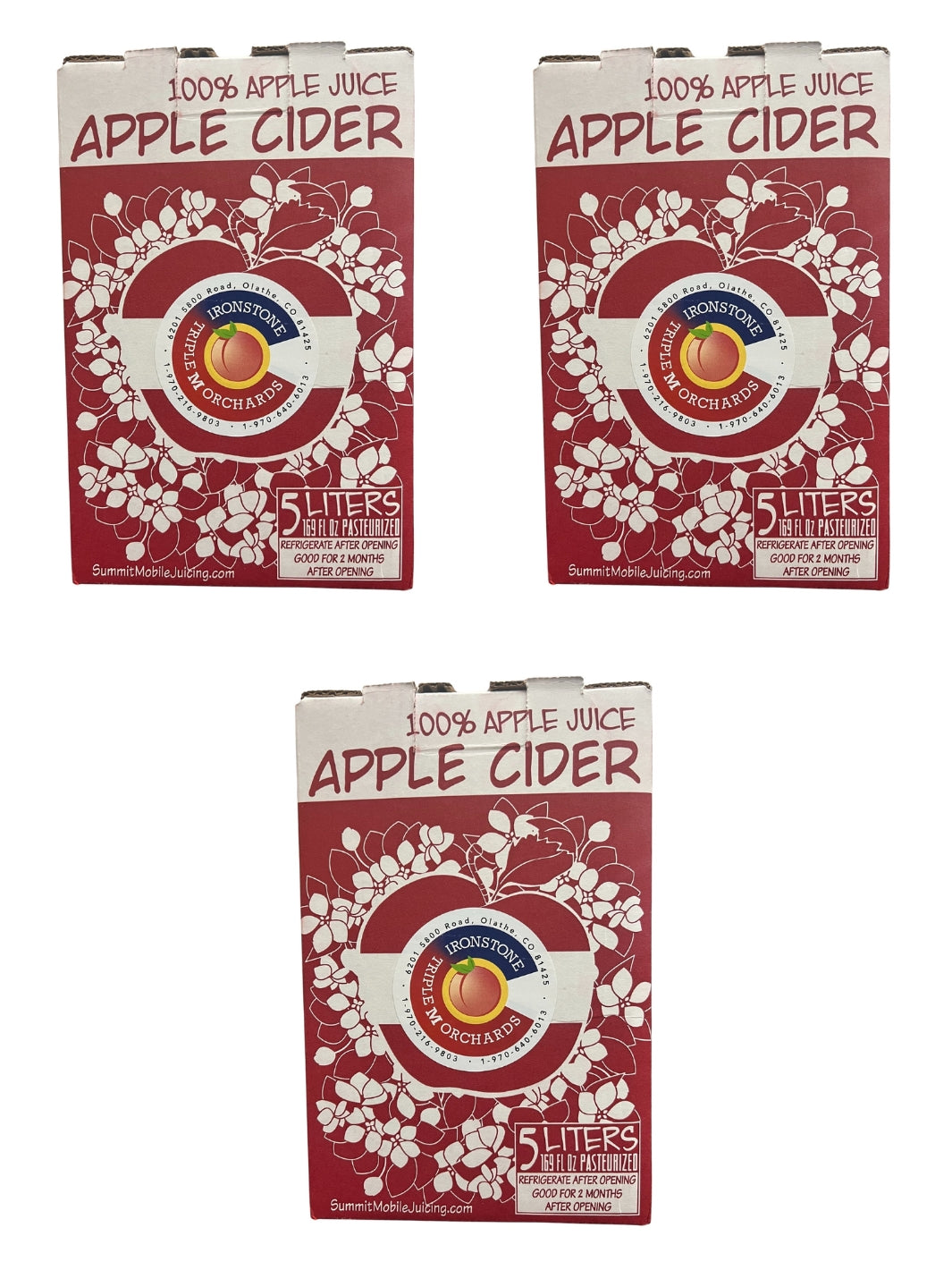 3 Pack of Triple M Orchards Natural Apple Juice Apple Cider
