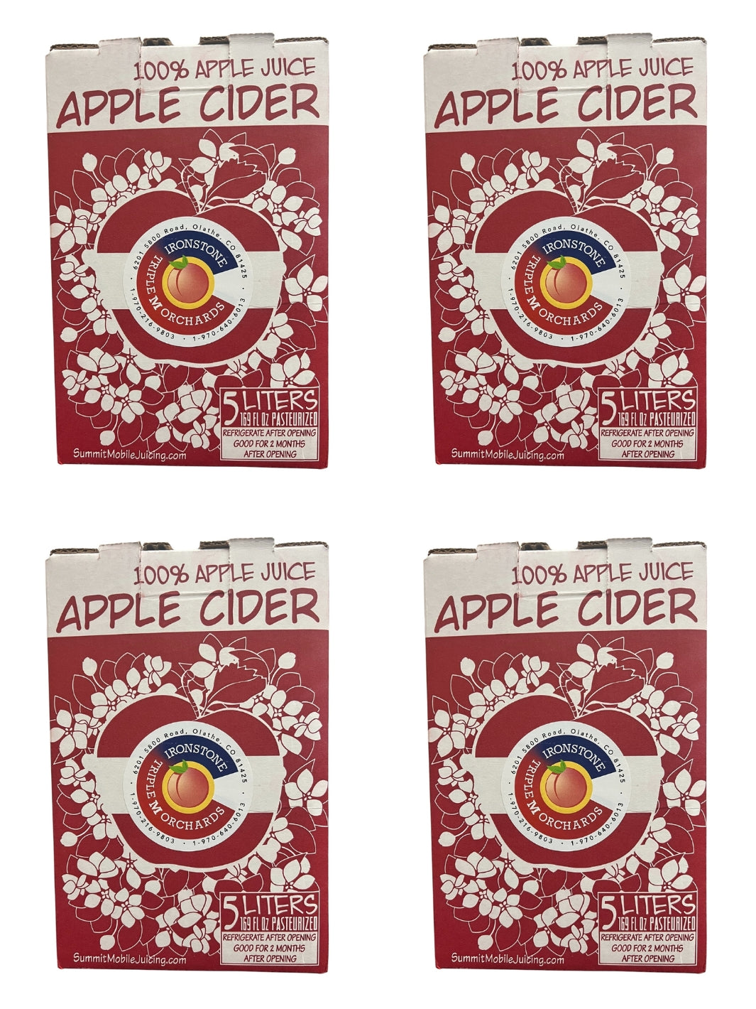 Triple M Orchards Natural 100% Apple Juice Apple Cider 4 Pack