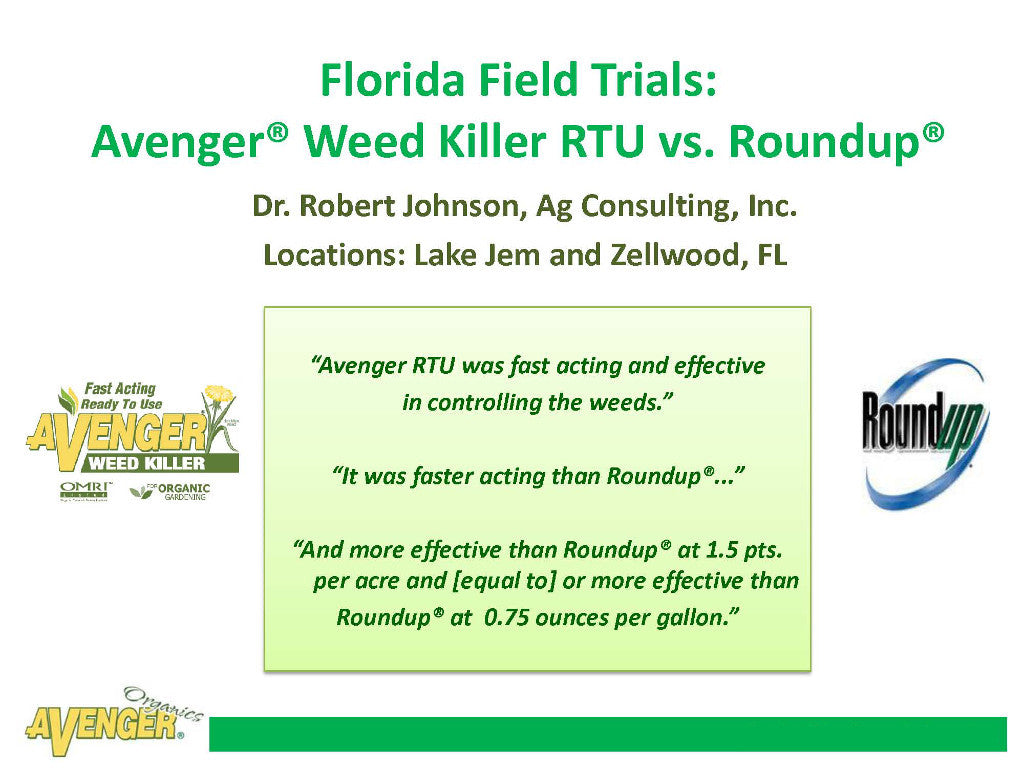 Field Trial of Avenger Organic Non Toxic Weed Control Killer Concentrate Against Roundup®