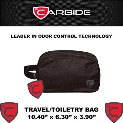 CARBIDE Travel Toiletry Stash Bag Odor Control Carrying Case With Dimensions
