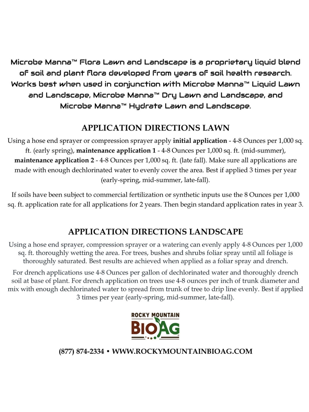 Microbe Manna Flora Lawn and Landscape Soil Nutrition Blend Directions