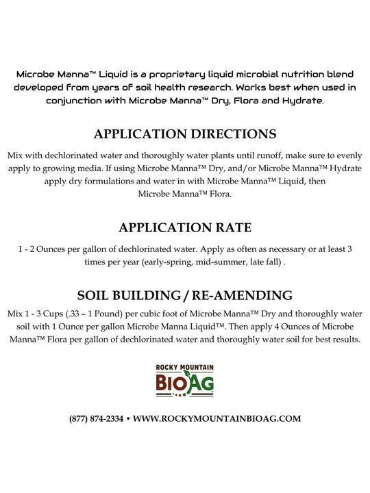 Microbe Manna Liquid Super Food for Soil Microbes Application Directions