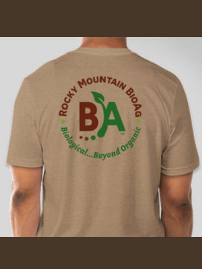 Rocky Mountain BioAg Biological... Beyond Organic Men's T-Shirt in Beige