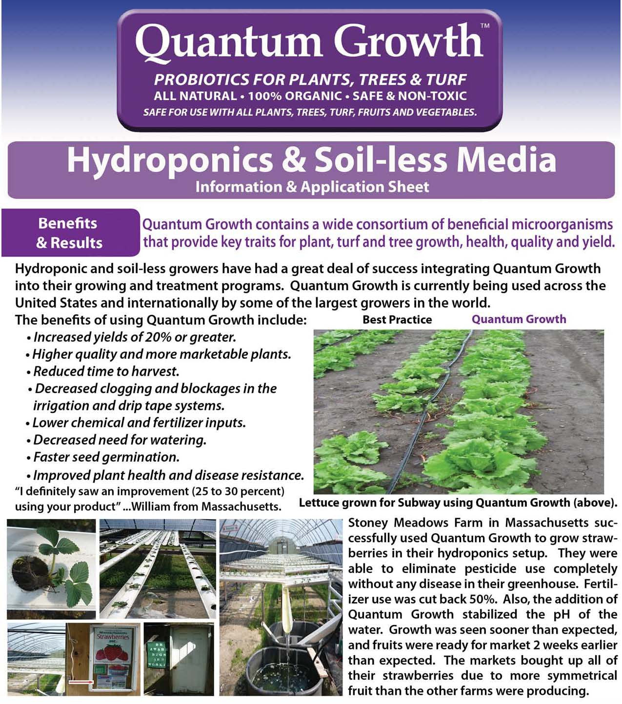 Quantum Growth Hydroponics Info Sheet
