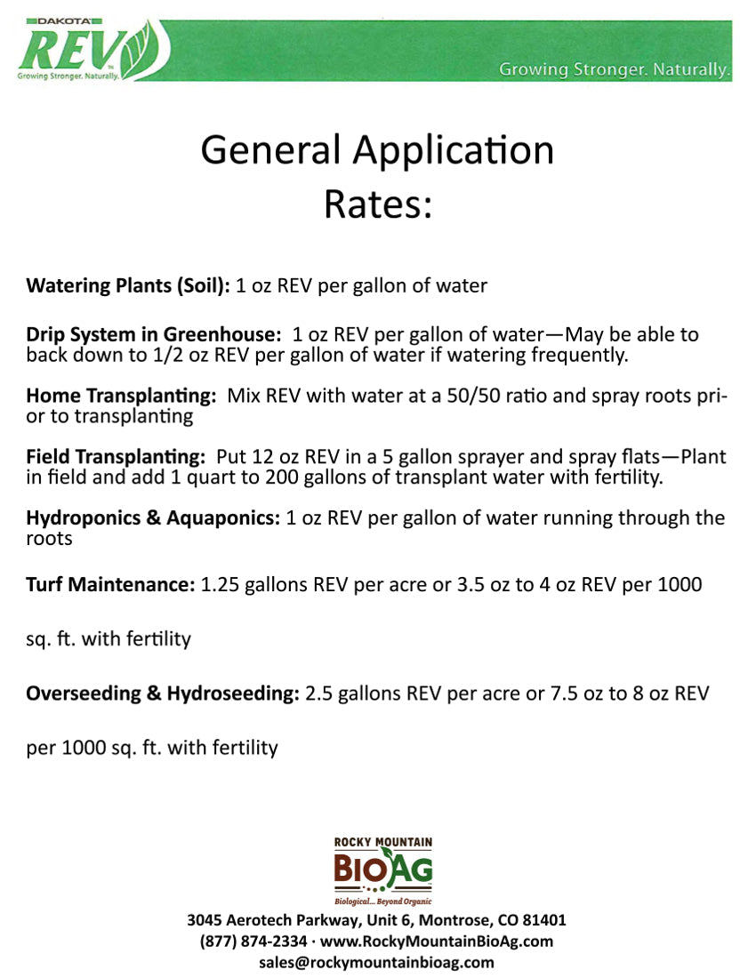 Natural Rev Dakota Rev Crop  Pro Application Rates