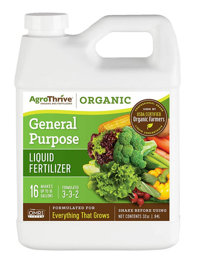 AgroThrive Organic 3-3-2 General Purpose Liquid Fertilizer 32 Ounce