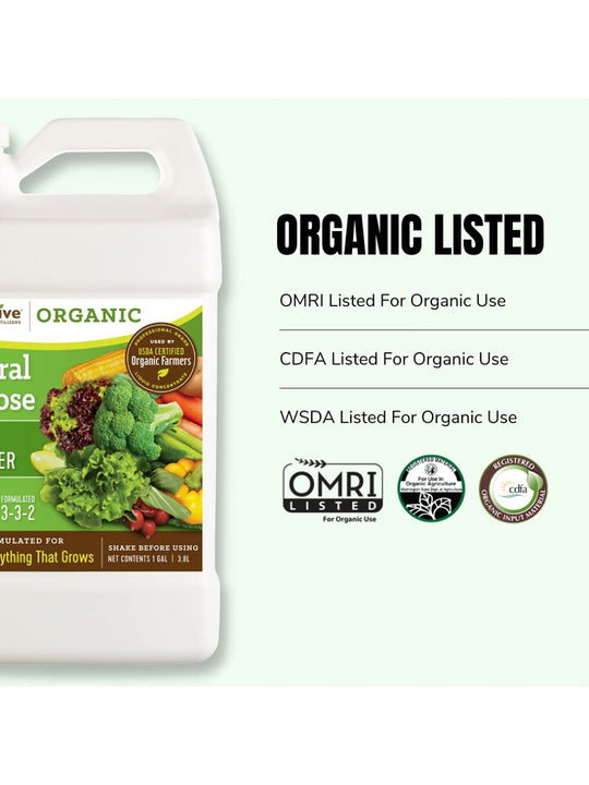 AgroThrive Organic 3-3-2 General Purpose Liquid Fertilizer Organic Listed