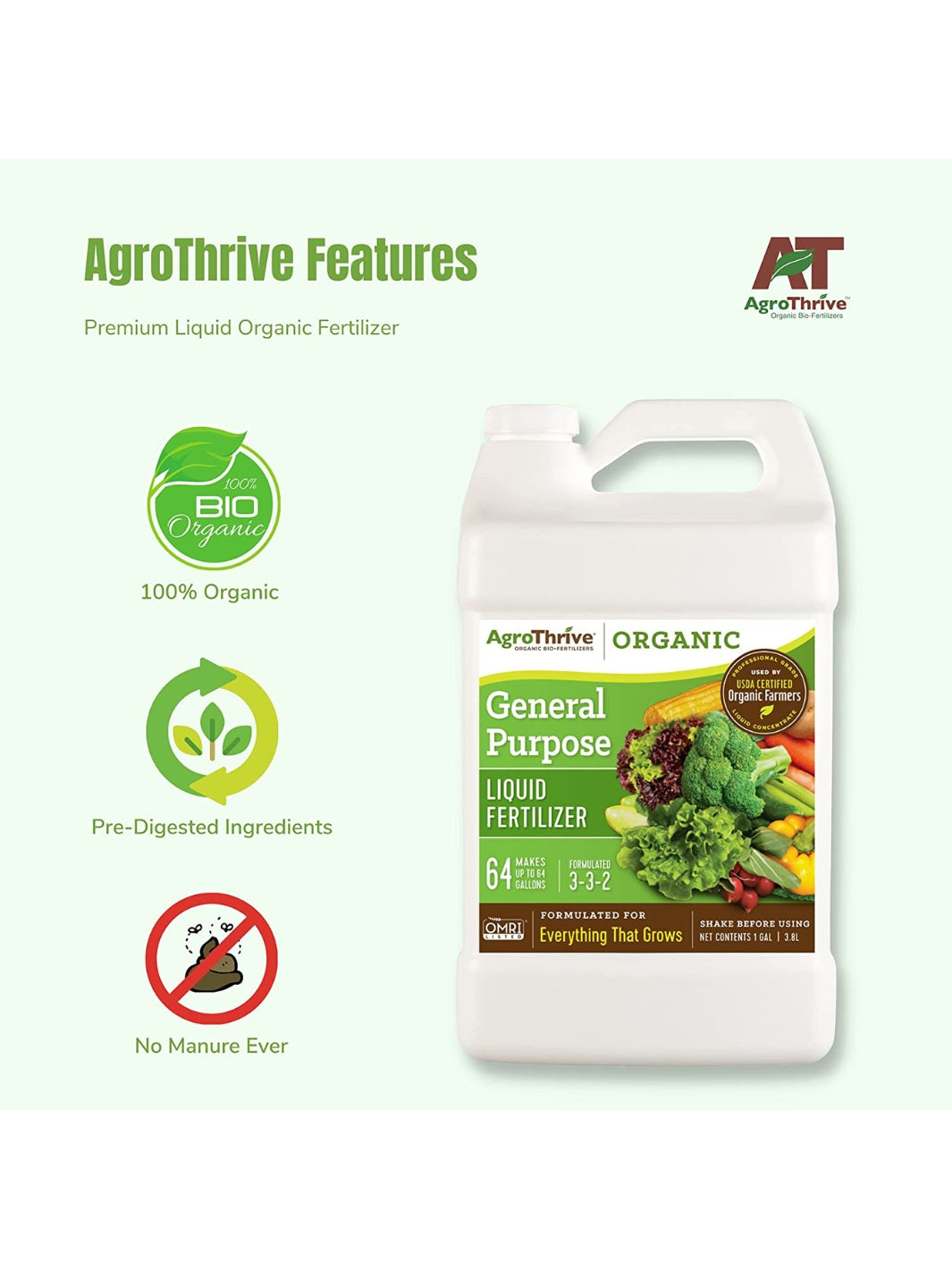 commercial organic liquid fertilizer AgroThrive Organic Fertilizer | Rocky Mountain BioAg 32 Ounce