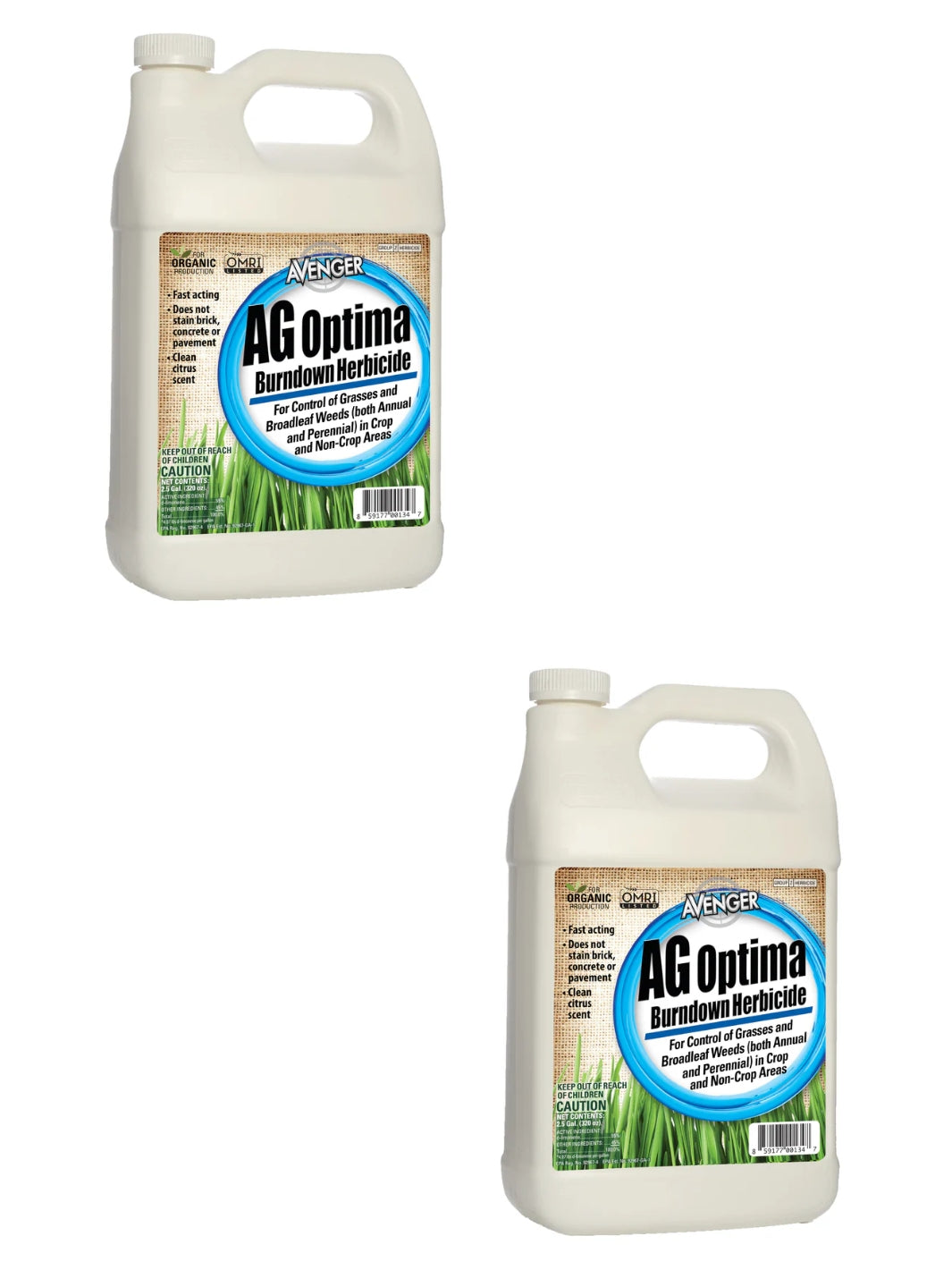 Avenger AG Optima Organic Non Toxic Weed Killer Concentrate 2 x 2.5 Gallon Bottle 5 Gallons