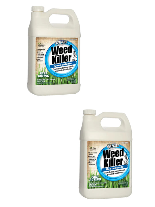 Avenger Organic Non Toxic Weed Killer Concentrate 2 x 2.5 Gallon Bottle 5 Gallons