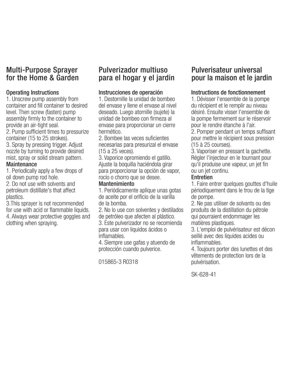Multi-Purpose Handheld Compression Chapin Sprayers Instructions
