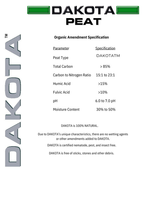 Dakota Peat Organic Amendment Specification