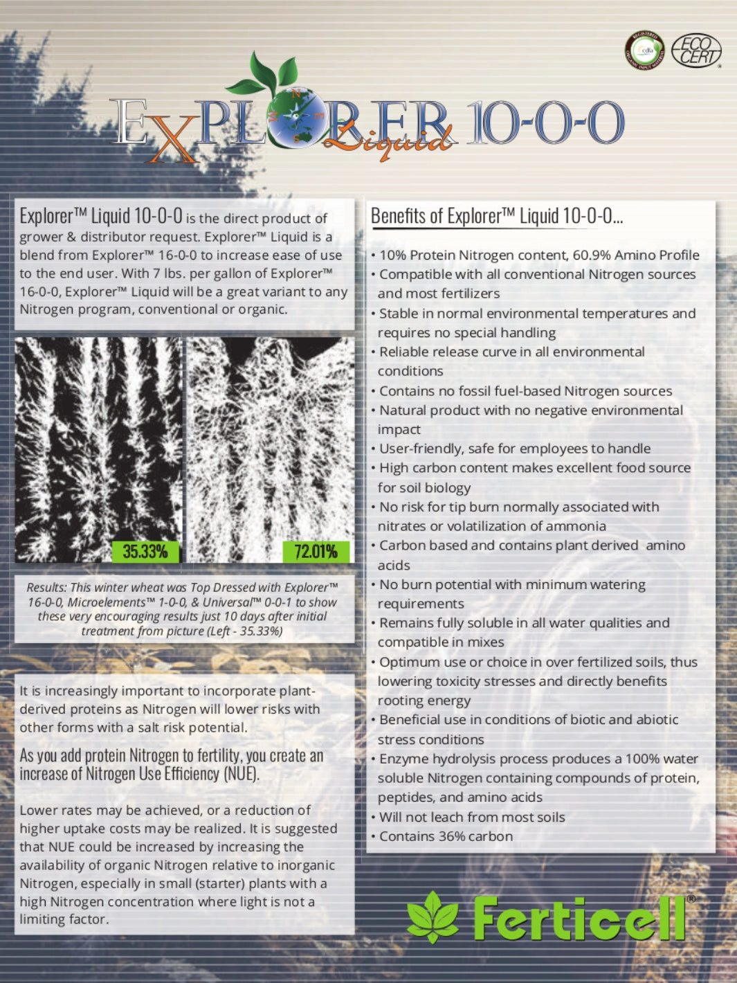 Page 1 Explorer 10-0-0 Liquid Organic Fertilizer Info Sheet