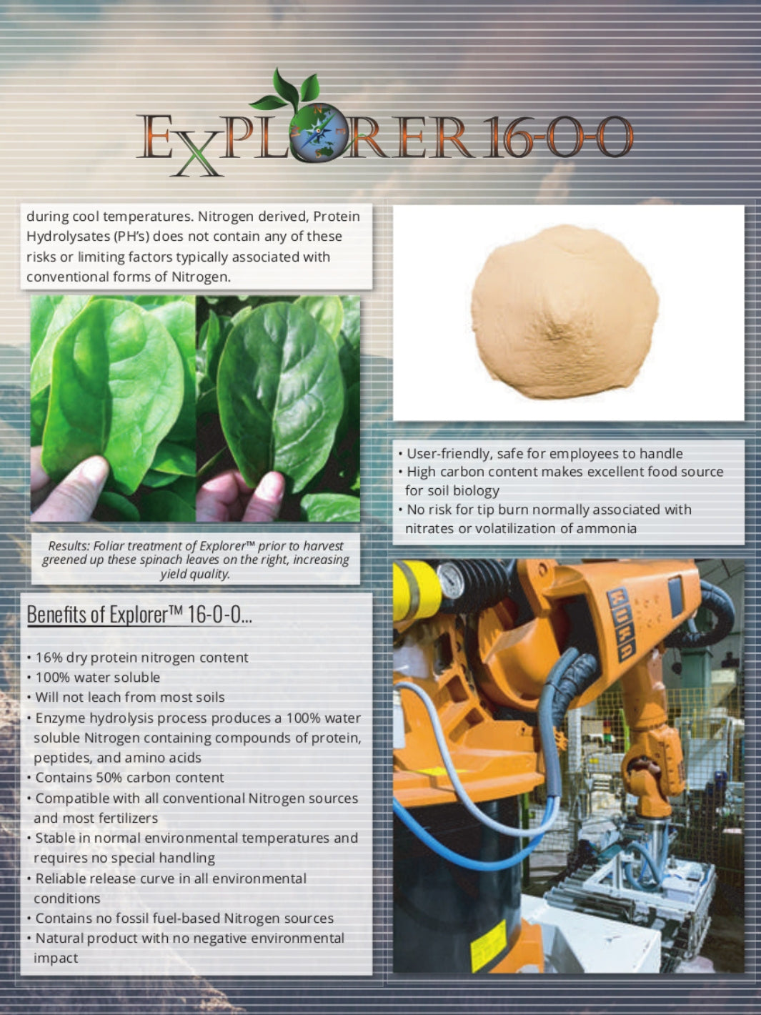 Page 3 Benefits of Explorer 16 0 0 Organic Nitrogen Fertilizer