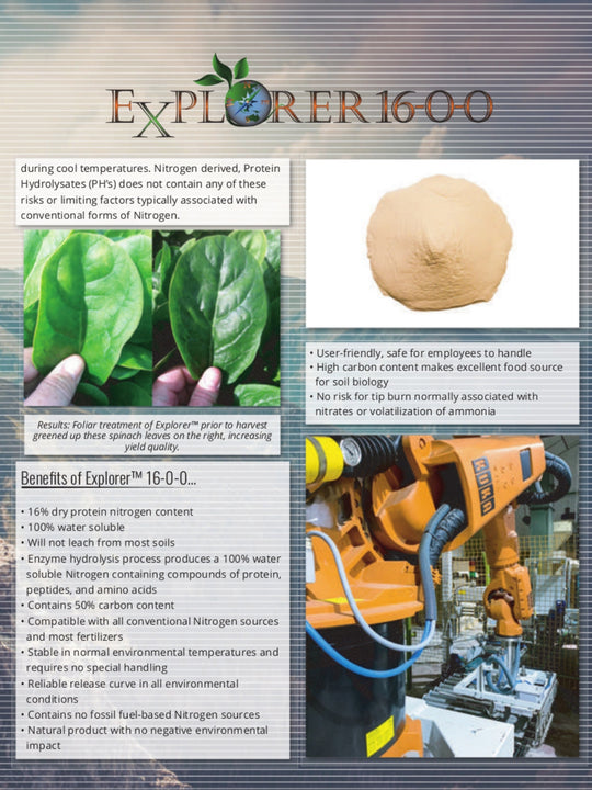 Page 3 Benefits of Explorer 16 0 0 Organic Nitrogen Fertilizer