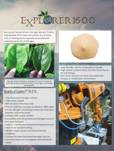 Page 3 Benefits of Explorer 16 0 0 Organic Nitrogen Fertilizer