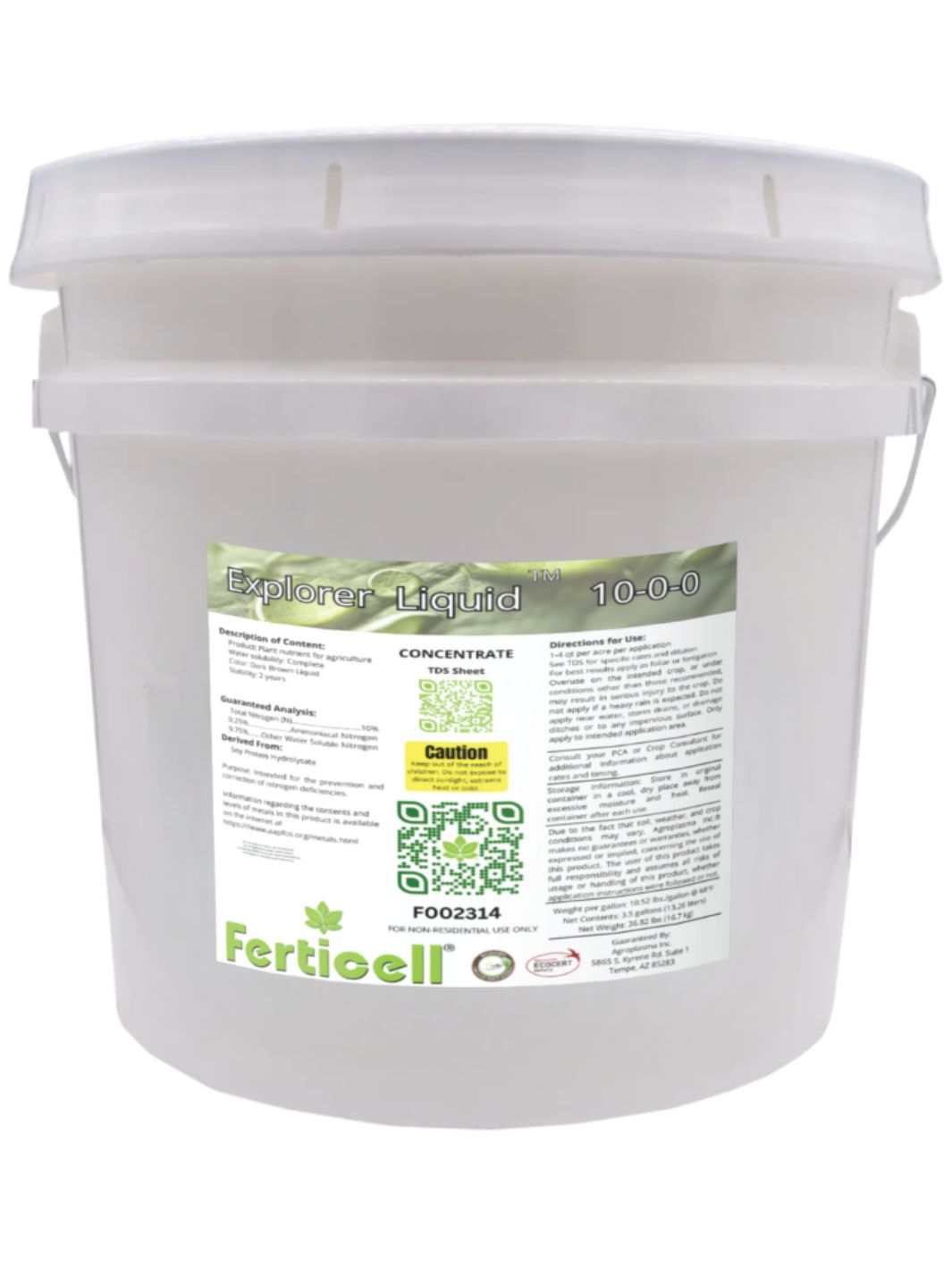 Ferticell Explorer 10-0-0 Liquid Organic Fertilizer 3.5 Gallon