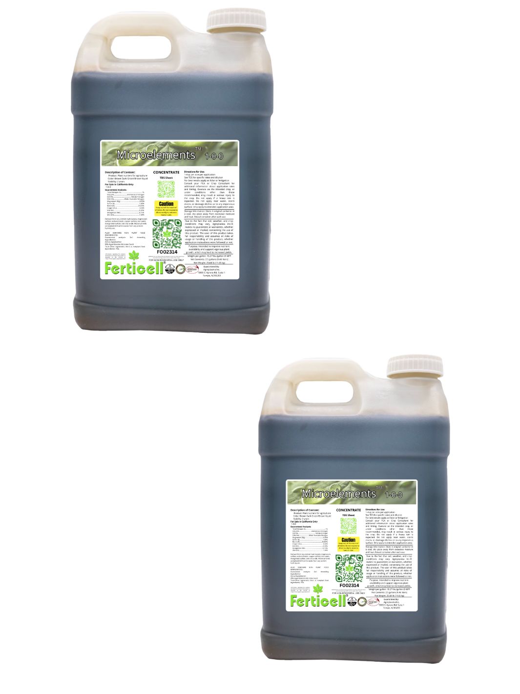 Ferticell Microelements 1-0-0 Organic Fertilizer 2 x 2.5 Gallon - 5 Gallon