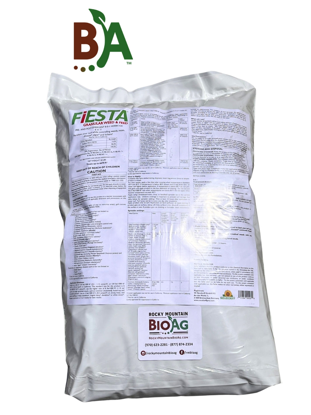 Picture of a 20 pound bag of Fiesta Granular Weed and Feed 8 0 1