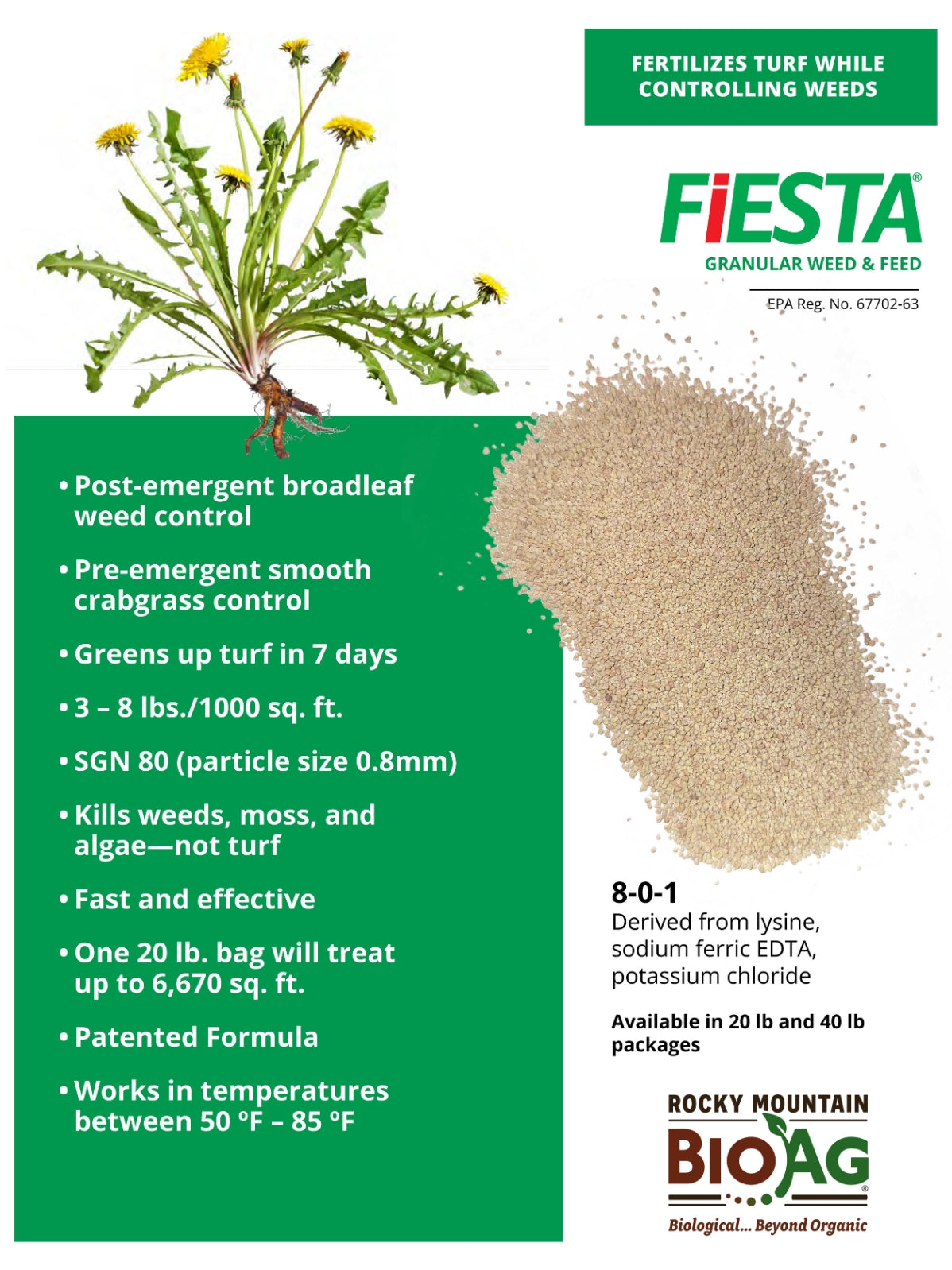Fiesta Weed & Feed 8-0-1 Granular Fertilizer and Weed Control  Product Sheet