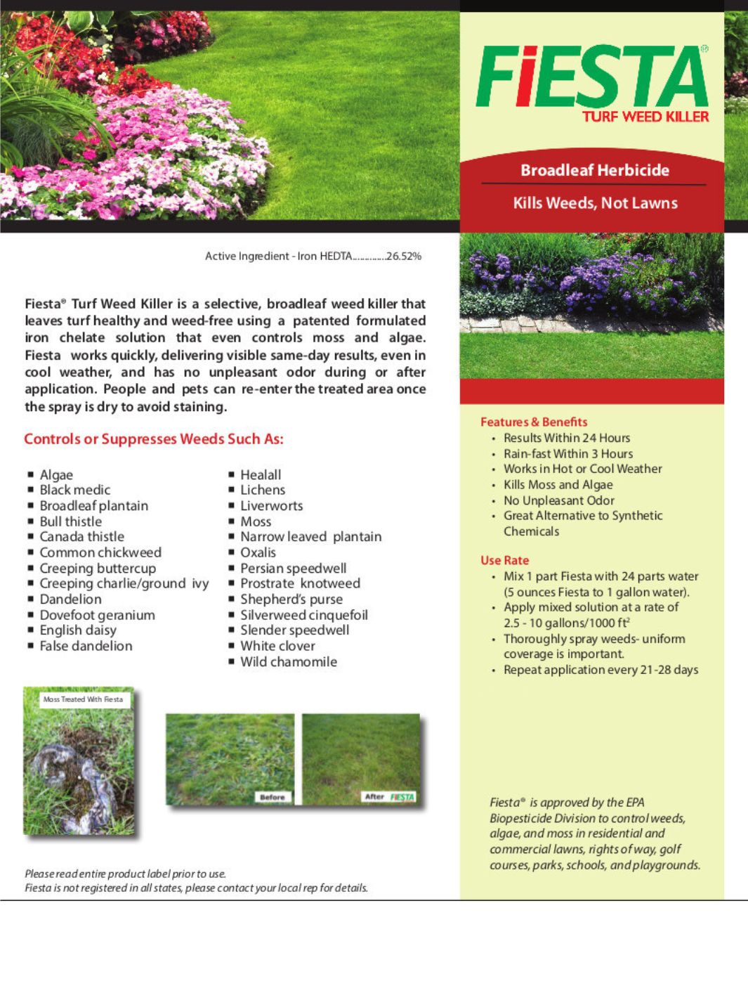 iron hedta herbicide Organic Selective Weed Killer for Lawns