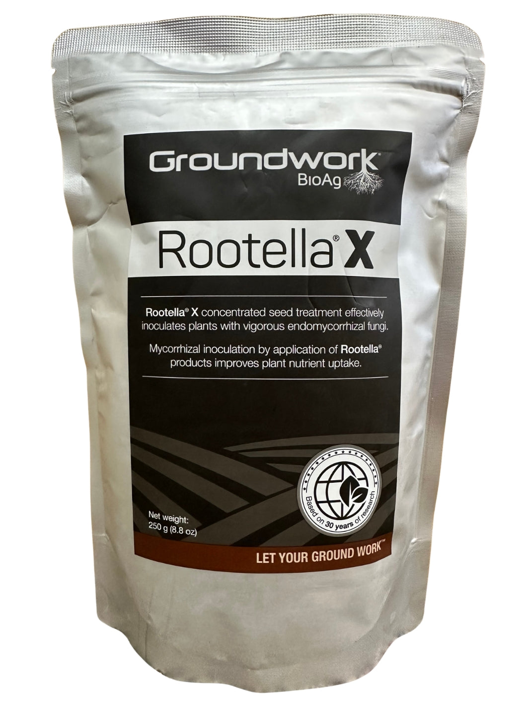 Groundwork BioAg Rootella X 8.8 oz Bag – Mycorrhizal Inoculant Front Label