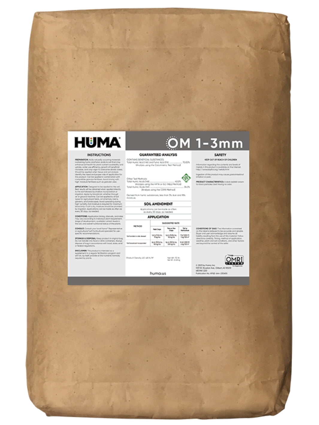 HUMA OM 1-3mm Humic Acid Granules 70% in 50 lbs. bag