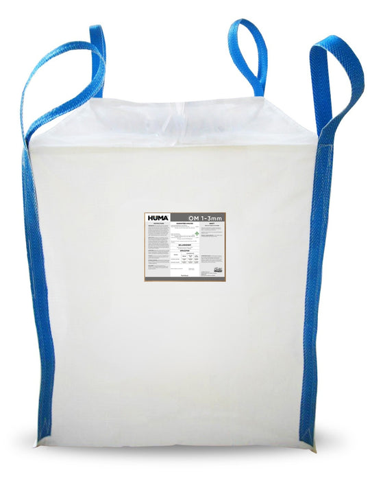 Huma OM 1–3mm Humic &amp; Fulvic Acid Granules — 70% Concentration — 2,000 lb Bulk Tote Sack — OMRI Listed