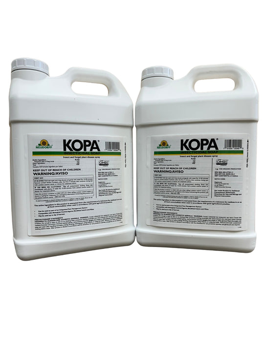Two KOPA 2.5 gallon insect and fungal plant disease spray containers