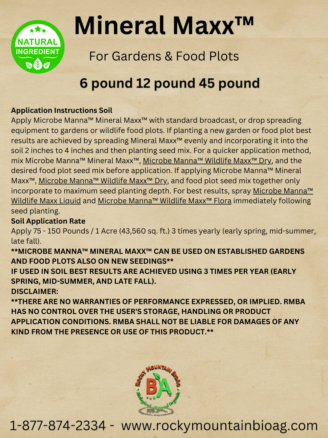 Microbe Manna mineral maxx for gardens instructions