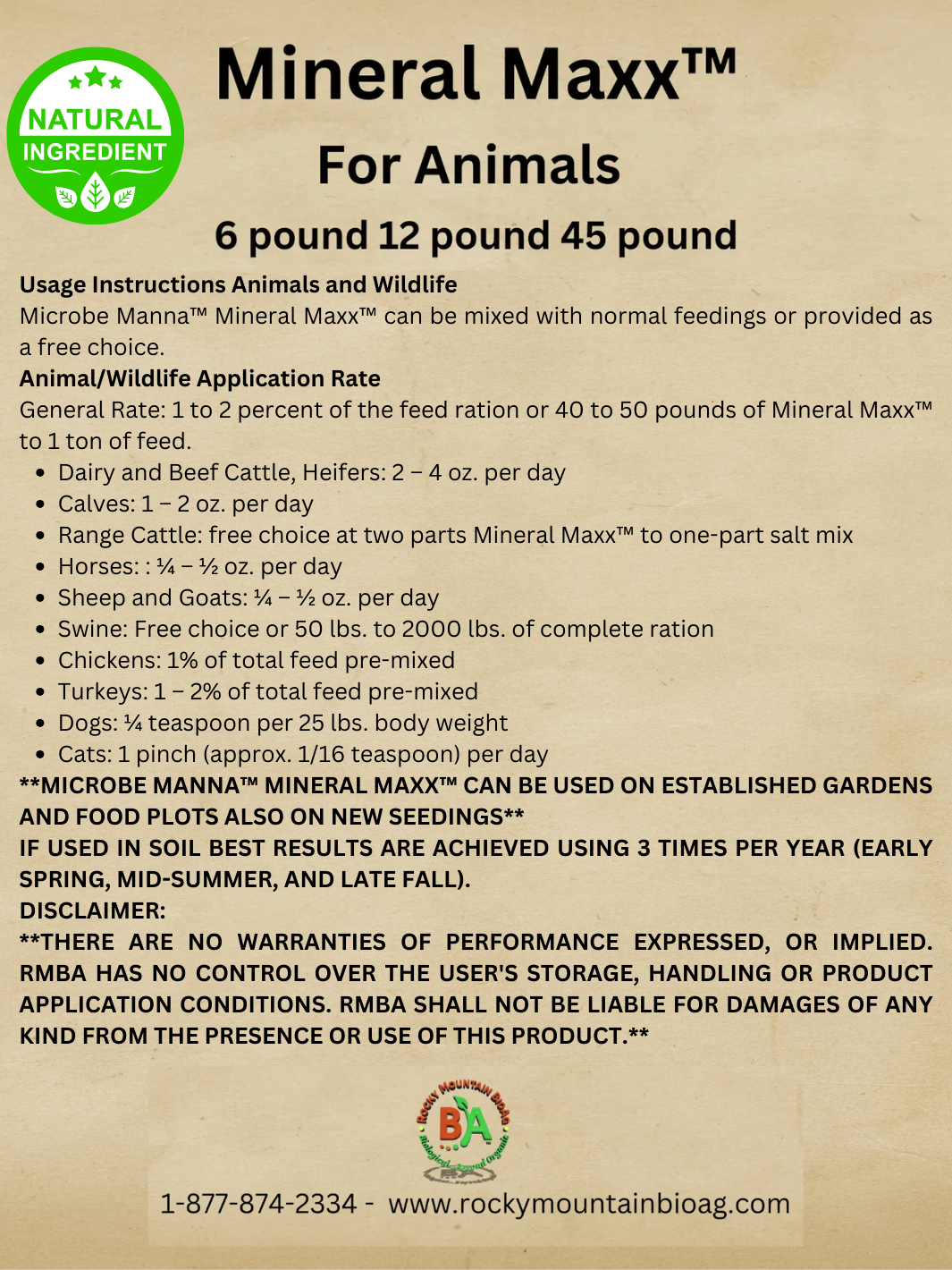 Microbe Manna mineral maxx for animals instructions