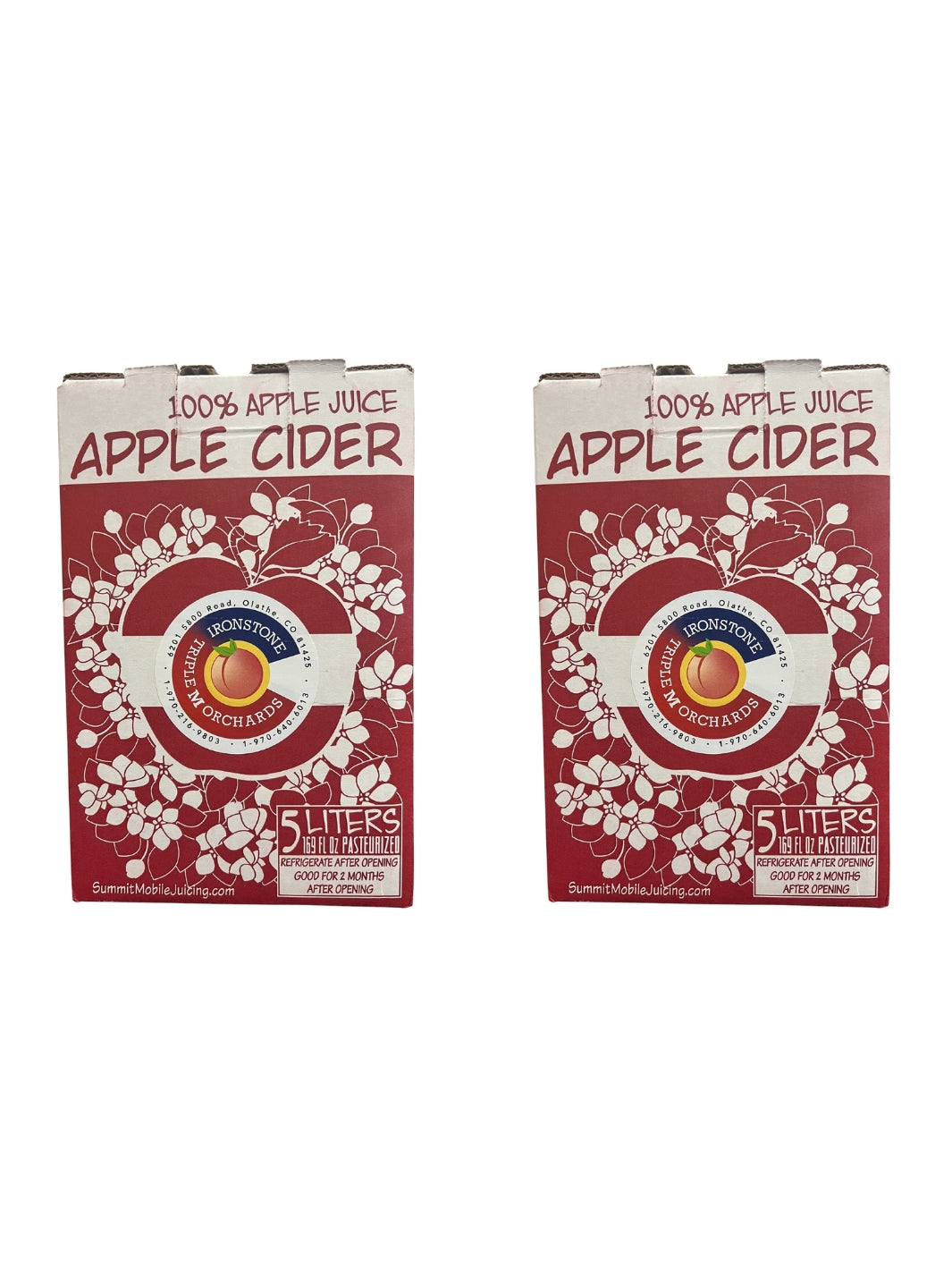 Two 5L Boxes of Triple M Orchards Natural Apple Juice Apple Cider