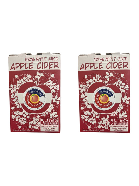 Two 5L Boxes of Triple M Orchards Natural Apple Juice Apple Cider
