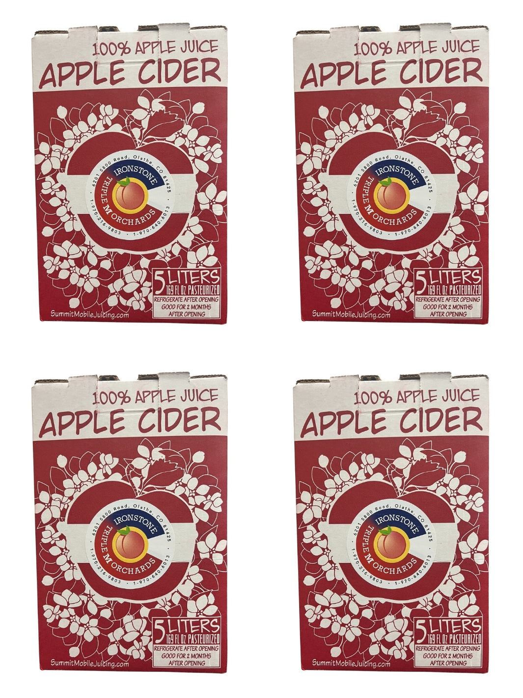 Triple M Orchards Natural 100% Apple Juice Apple Cider 4 Pack