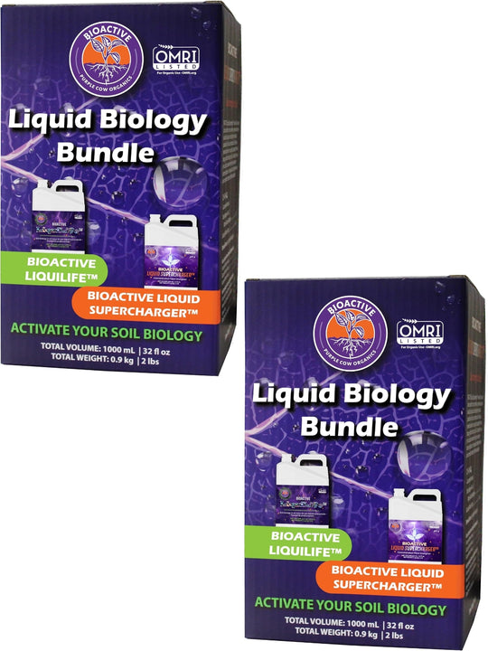 Purple Cow Organics Liquid Biology Bundle x 2 – BioActive LiquiLife and Liquid Supercharger 2000 mL OMRI Listed