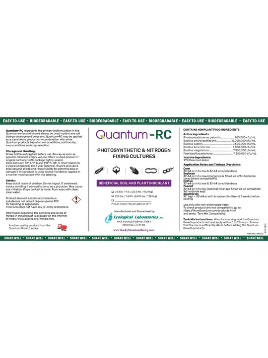 Quantum Growth RC Row Crop Formula Label