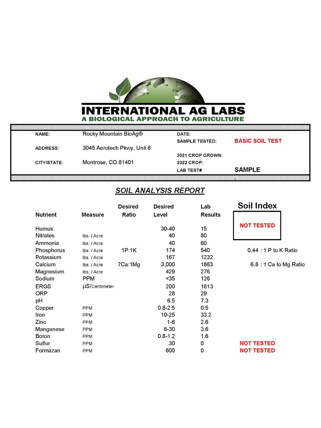 Soils Report Example Soil Report Example