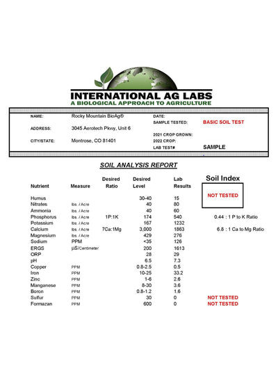Rocky Mountain BioAg® Basic Soil Test - International Ag Labs