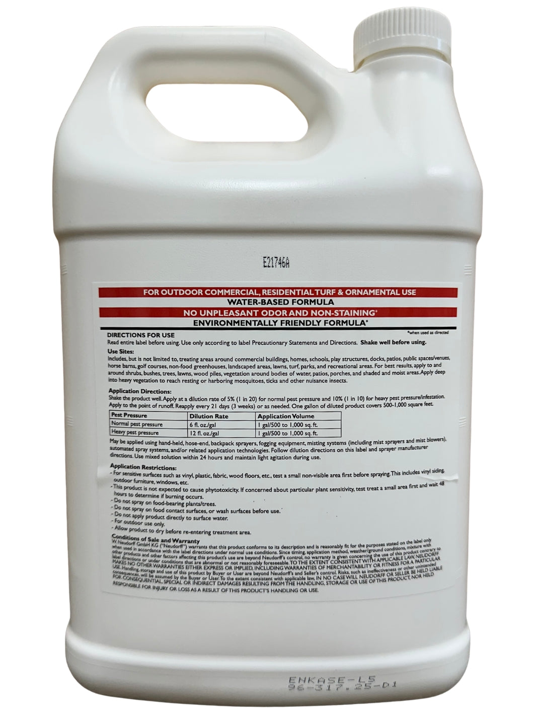 Tailspin Mosquito &amp; Tick Killer 1 Gallon – Back Label
