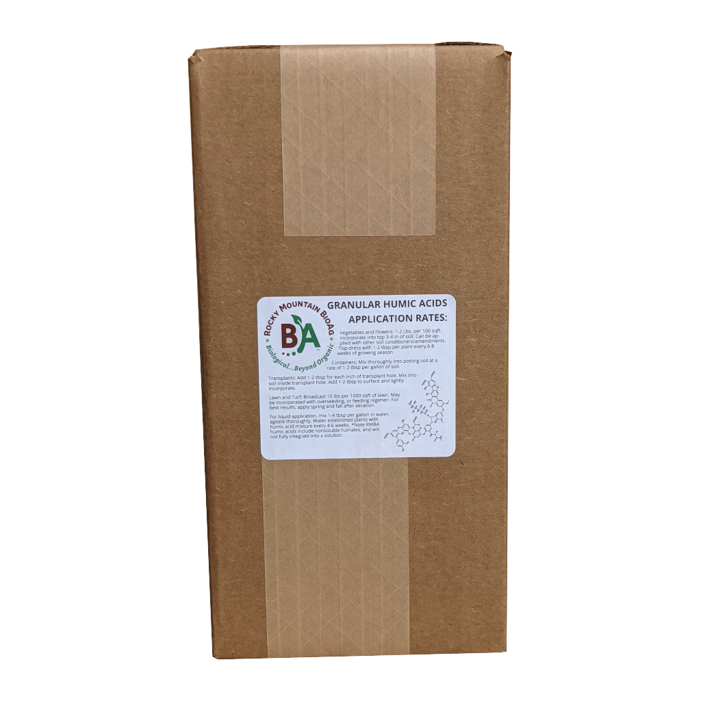 Back of 10lb Box of Humic Acid Granules