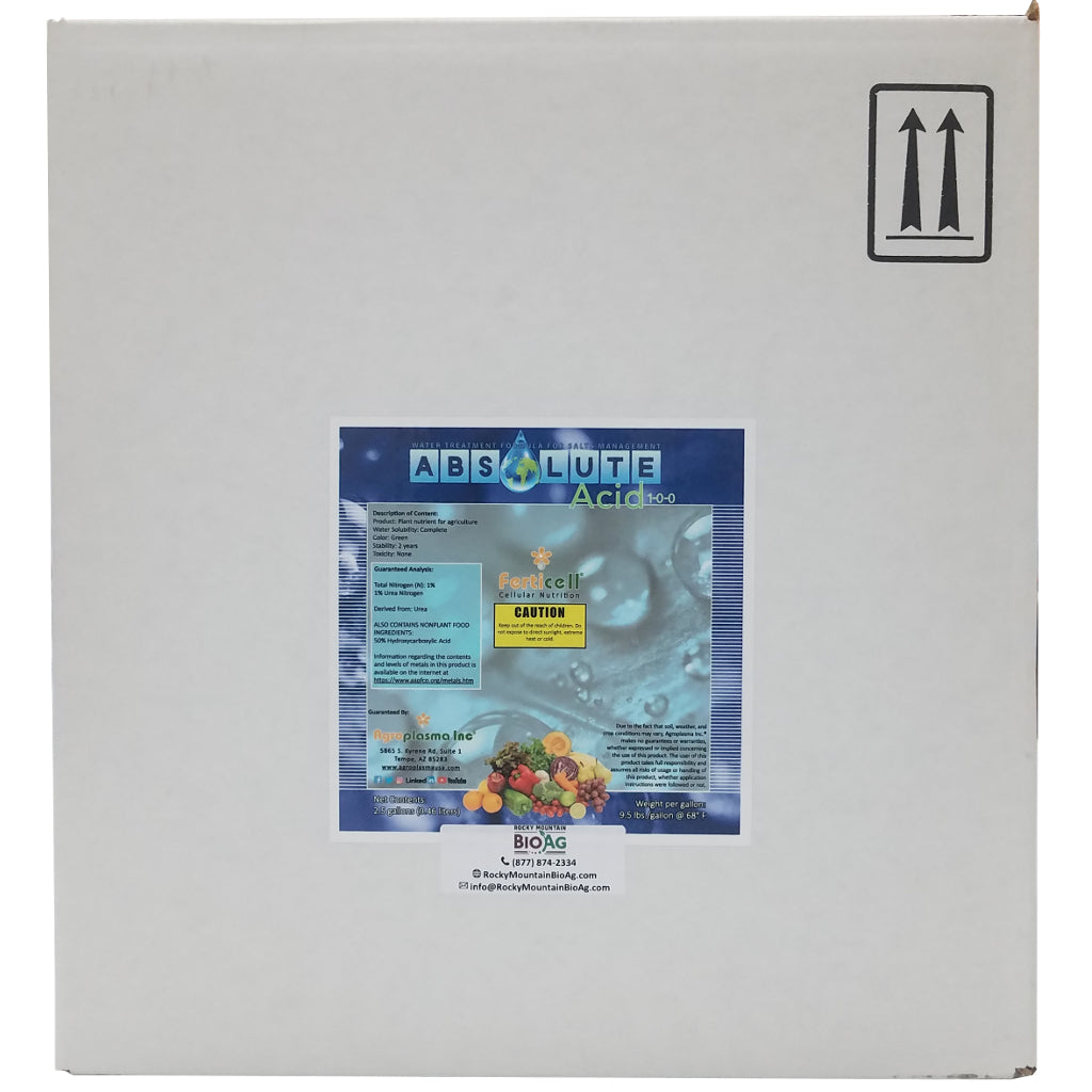 Box of Absolute Acid 1-0-0 Salty Soil Conditioner by Ferticell USA