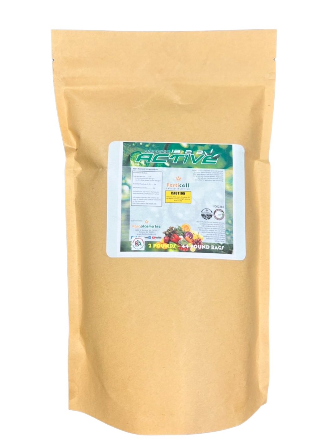 Active 13-2-2 Organic Fertilizer by Ferticell in 2lb bag