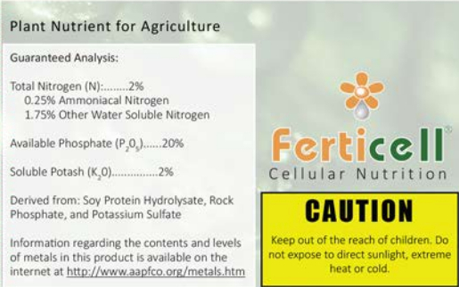 Plant Nutrient Information for Active 2-20-2 Organic Fertilizer
