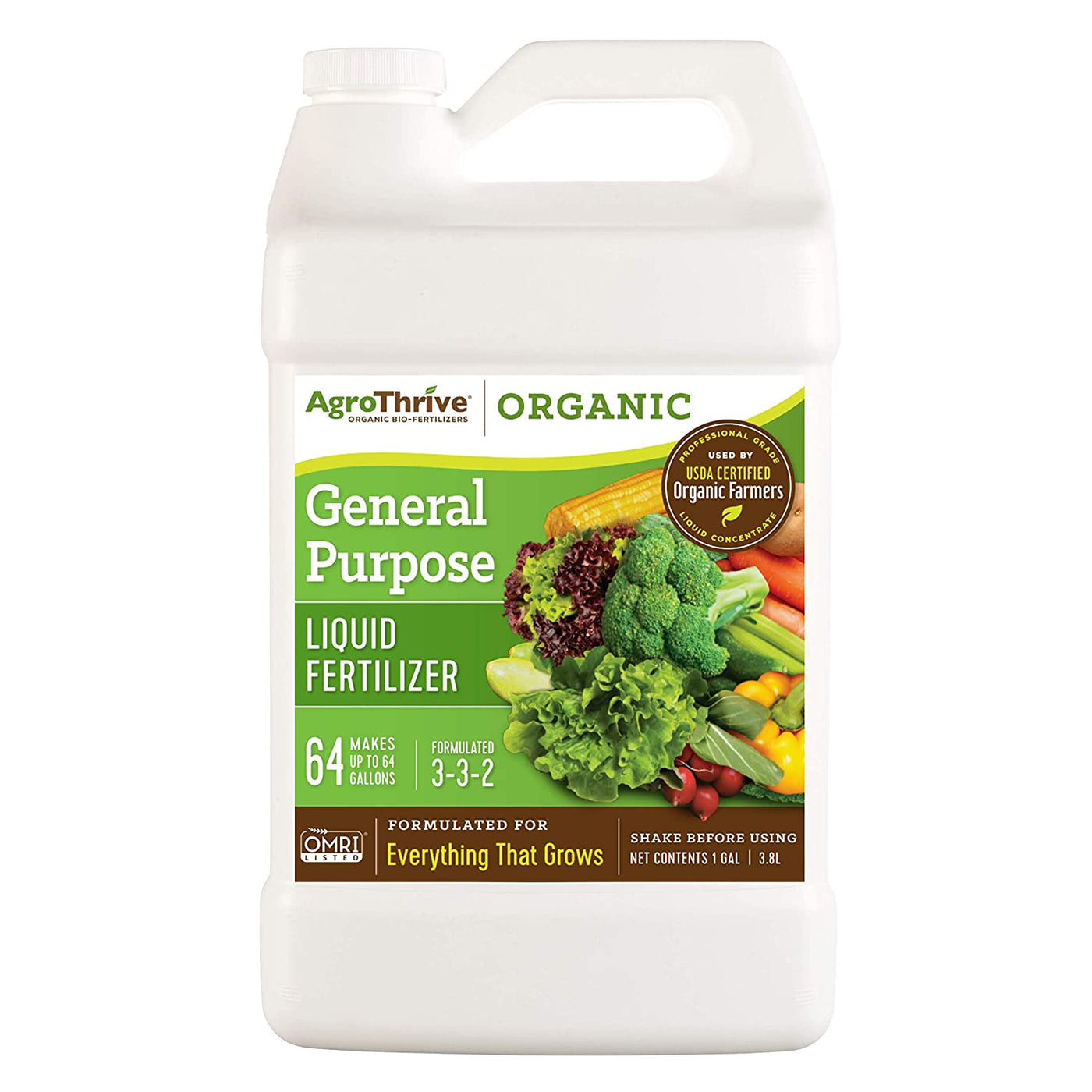 AgroThrive Organic 3-3-2 General Purpose Liquid Fertilizer 1 Gallon