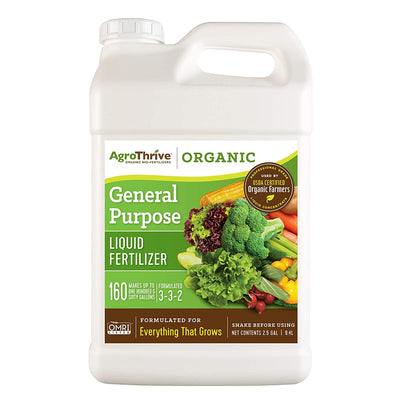 AgroThrive Organic 3-3-2 General Purpose Liquid Fertilizer 2.5 Gallon