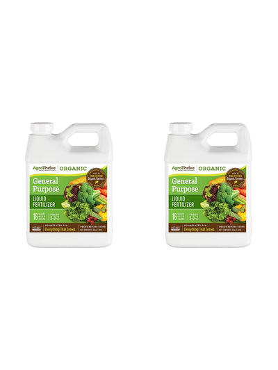 AgroThrive Organic 3-3-2 General Purpose Liquid Fertilizer 32 Ounce 2 Pack