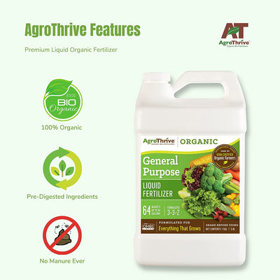 AgroThrive Organic 3-3-2 General Purpose Liquid Fertilizer Features