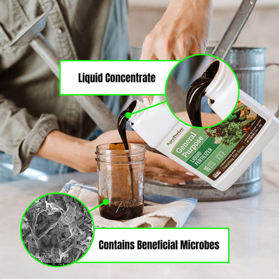 AgroThrive Organic 3-3-2 General Purpose Liquid Fertilizer Liquid Concentrate Contains Beneficial Microbes