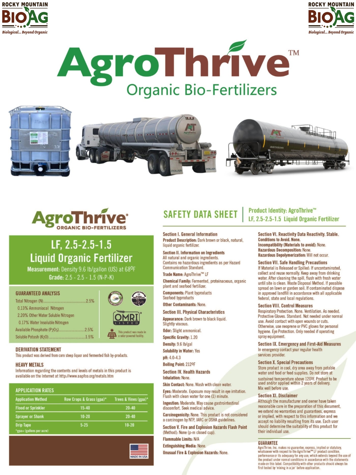 AgroThrive LF 2.5-2.5-1.5 Liquid Organic Fertilizer Information